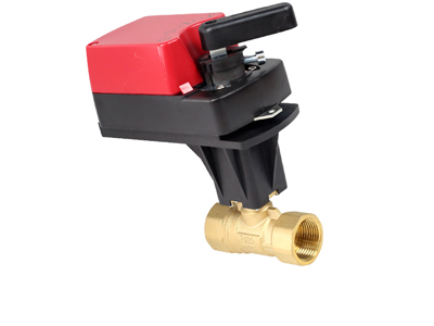 Шаровый кран двухходовой латунный Ду25 с регулирующим приводом CFBV-DN25-2